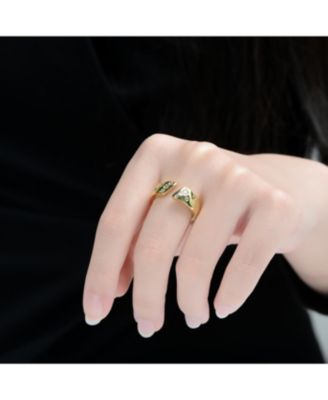 14K Gold Plated with Clear Cubic Zirconia Open Band Ring