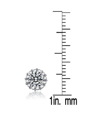 Sterling Silver Cubic Zirconia Round Stud Style Earrings