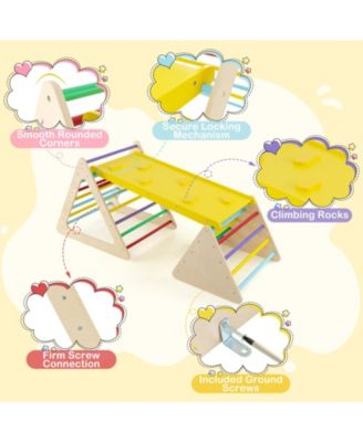 3-Piece Toddler Climbing Triangle Set with 2 Triangles and 1 Ramp To Play