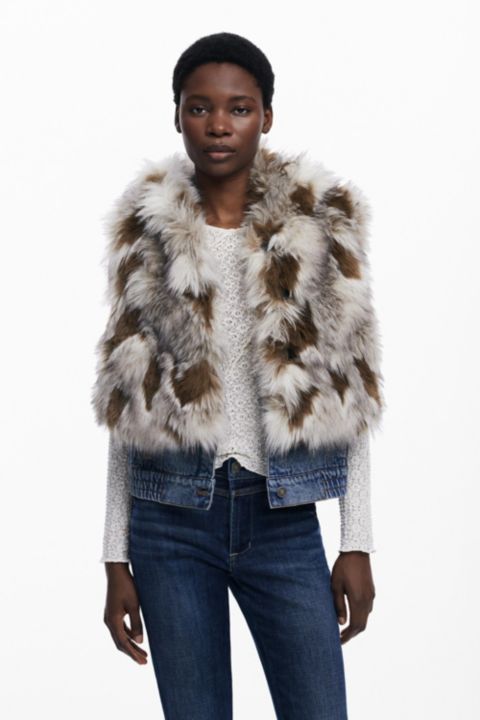 Женские жилеты Desigual Women's Denim fur vest