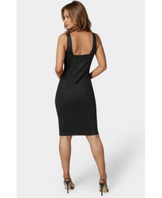 Women's Faux Suede Zip Front Pencil Dress