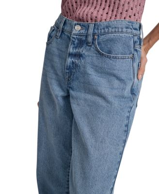 Women's Mid-Rise Relaxed Straight-Leg Cotton Jeans