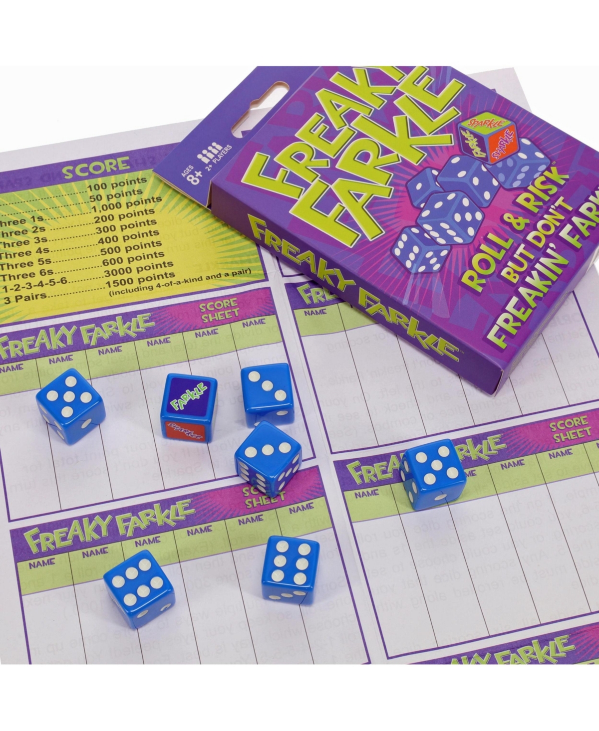 Tdc Games Freaky Farkle Dice Game, Great for Party Favors, Family Games, Stocking Stuffer, Travel Games, and Camping Games, Dice Games for Adults