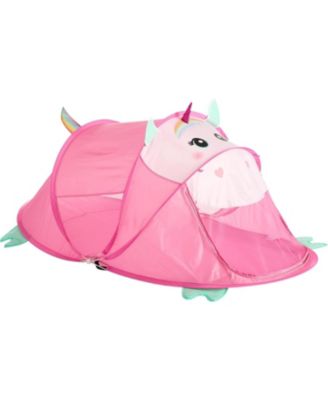 Figural Unicorn Pop Up Portable Play Tent with Carry Case, 71" L x 35" w x 33" H, Pink