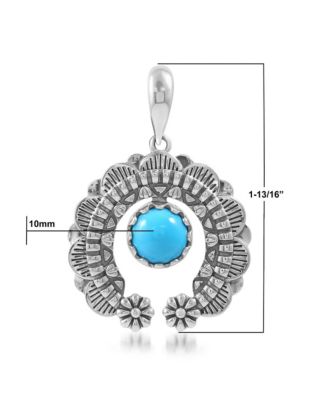 Sterling Silver Sleeping Beauty Turquoise Round Cut Naja Pendant Enhancer
