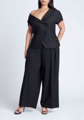 Women's Plus Size Asym Neckline Short Sleeve Blazer