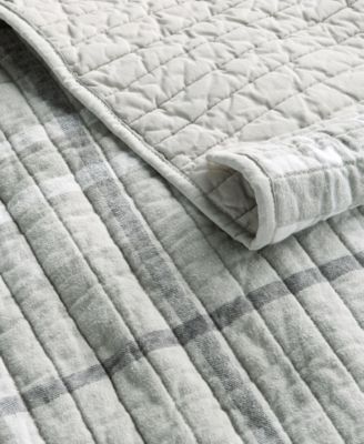 Brushed Cotton Plaid Grey 3-Pc. Quilt Set, Full/Queen, Macy's Exclusive