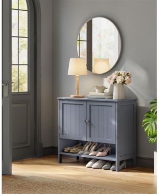 Freestanding Slate Gray Organizer with Adjustable Shelf, Slate Grey