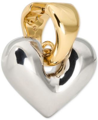 Two-Tone Sculpted Spade Drop Earrings