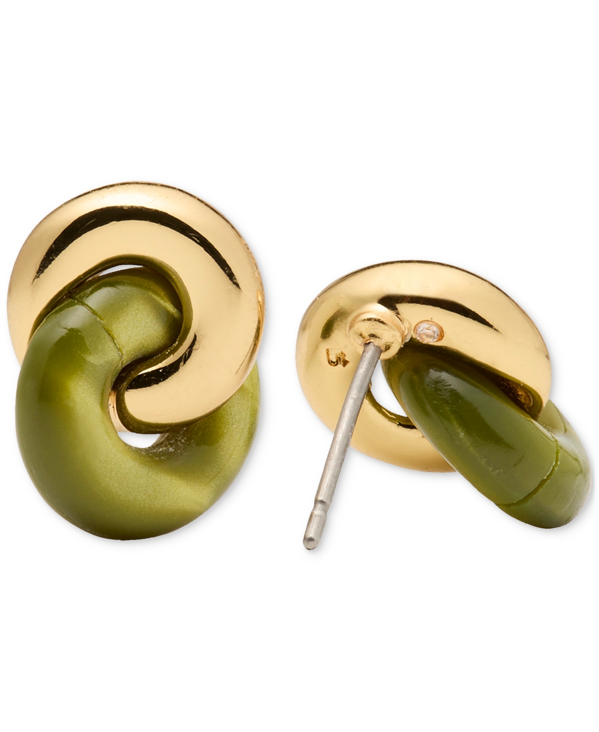 Kate Spade Two-tone Interlock Stud Earrings In Green