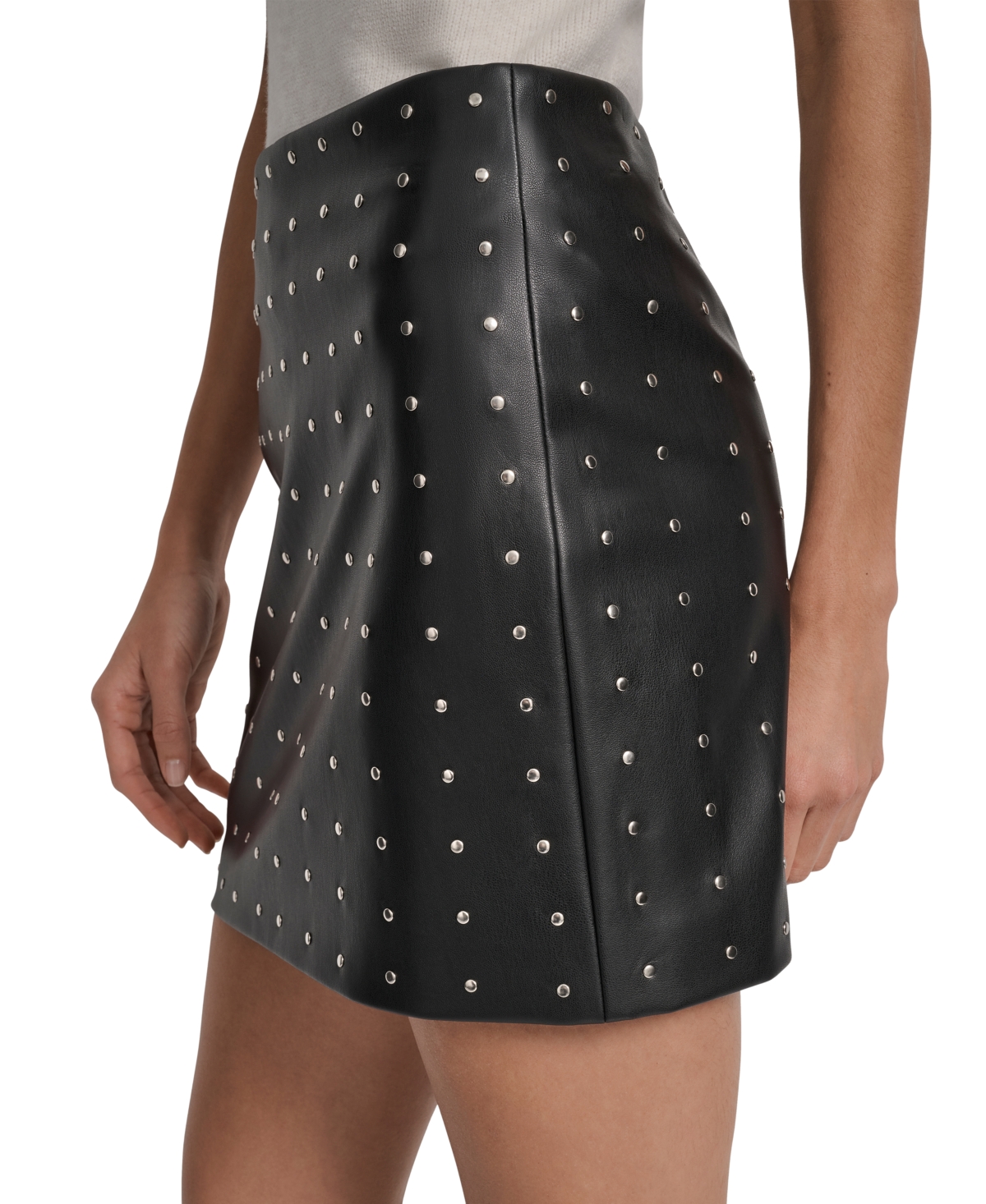 Dkny Jeans Women's Embellished Faux Leather Mini Skirt In Black