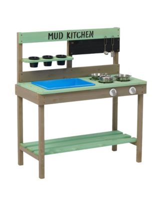 Wood Mud Kitchen with Water Play Set & Cooking Toys for Outdoor, Gift for 38