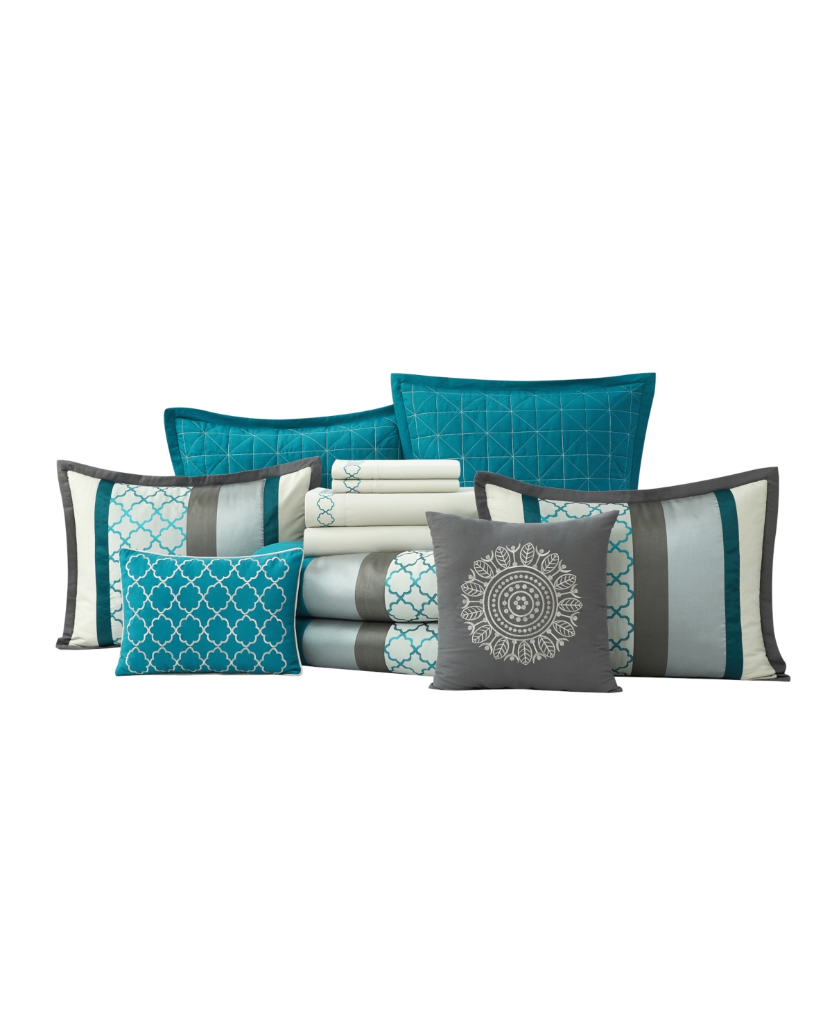 Stratford Park Avalon Geometric 16-pc. Comforter Set, King In Gray