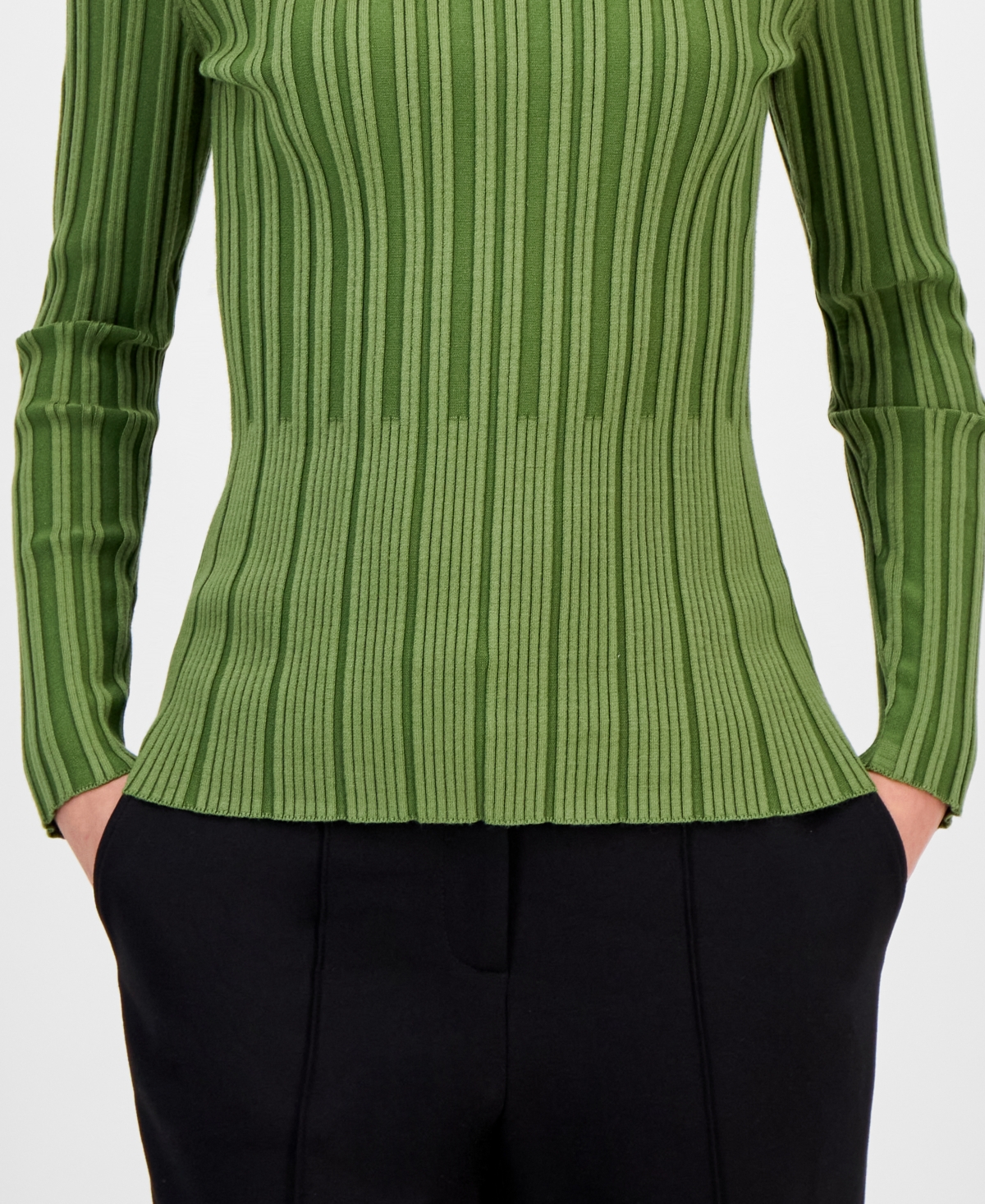 T Tahari Women's Variegated Crewneck Knit Top In Green