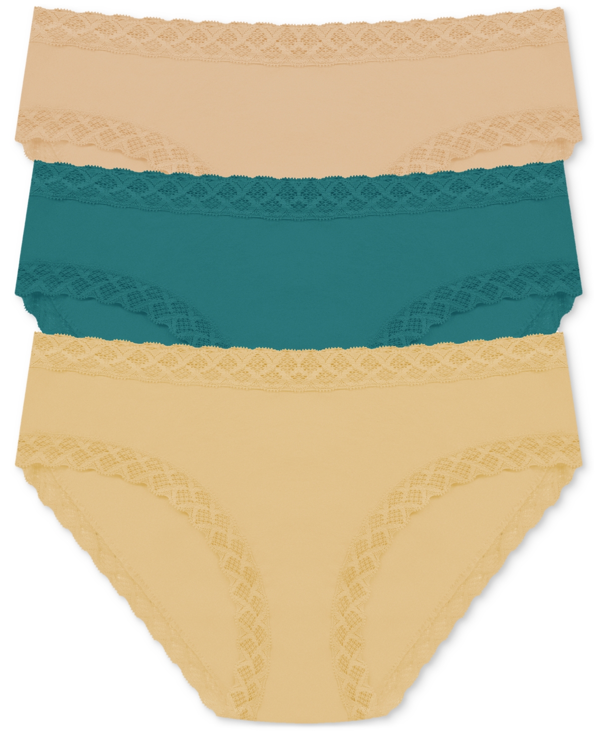 Natori Bliss Lace-trim Cotton Brief Underwear 3-pack 156058mp In Multi
