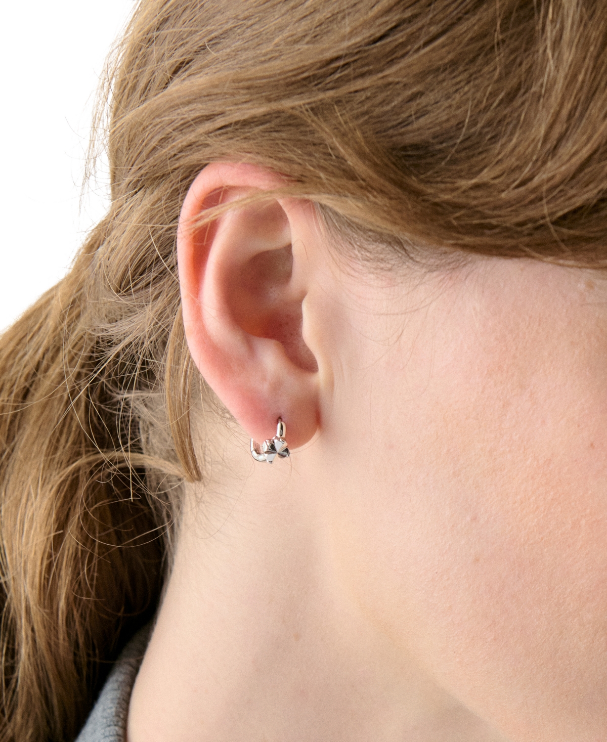 Kate Spade New York Spade Flower Huggie Hoop Earrings In Silver