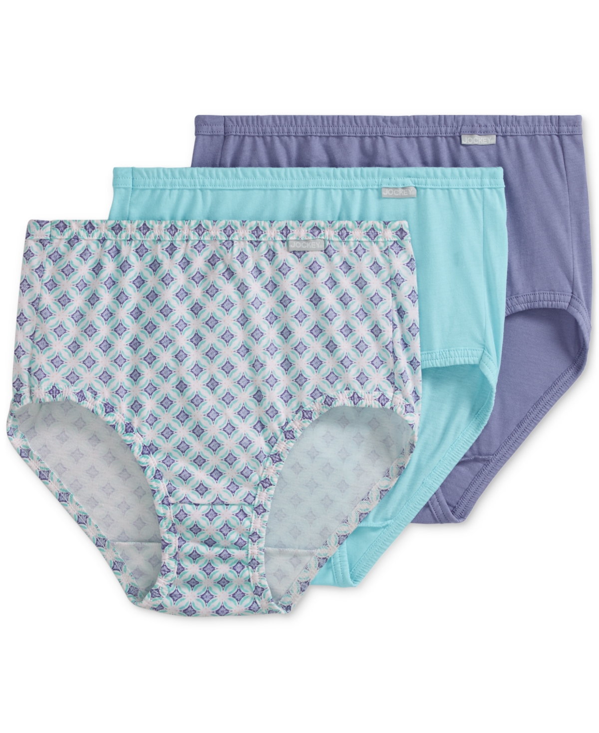 Jockey Elance French Cut 3 Pack Underwear 1485 1487, Extended Sizes In Blue