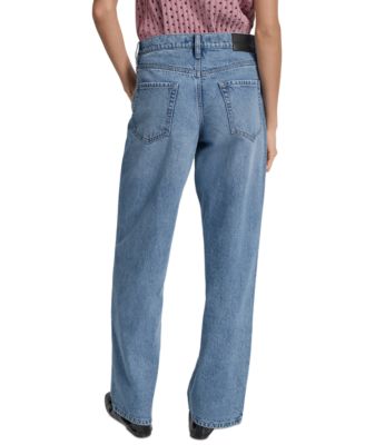 Women's Mid-Rise Relaxed Straight-Leg Cotton Jeans
