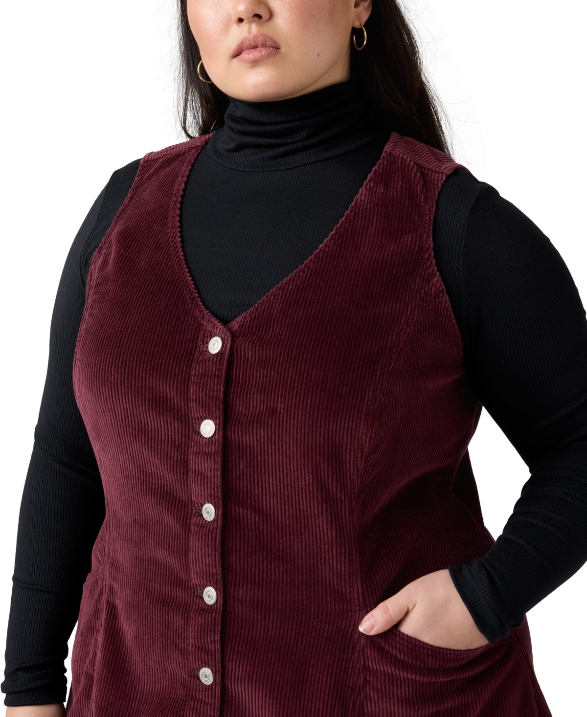 Levi's Plus Size Vianna Cotton Corduroy Dress In Red