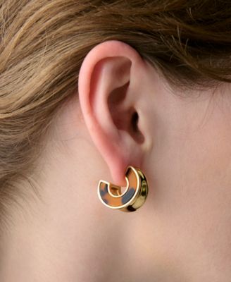 Gold-Tone Bold Tortoise Small Hoop Earrings, 0.82"
