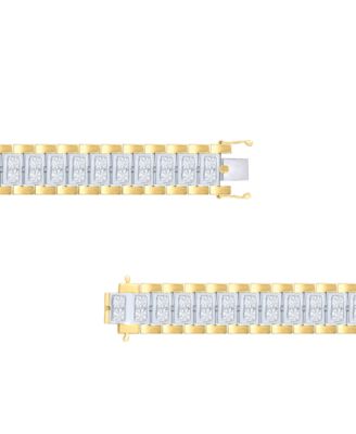 Men's Diamond Link Bracelet (1 ct. t.w.) in Sterling Silver & 14k Gold-Plate or Sterling Silver