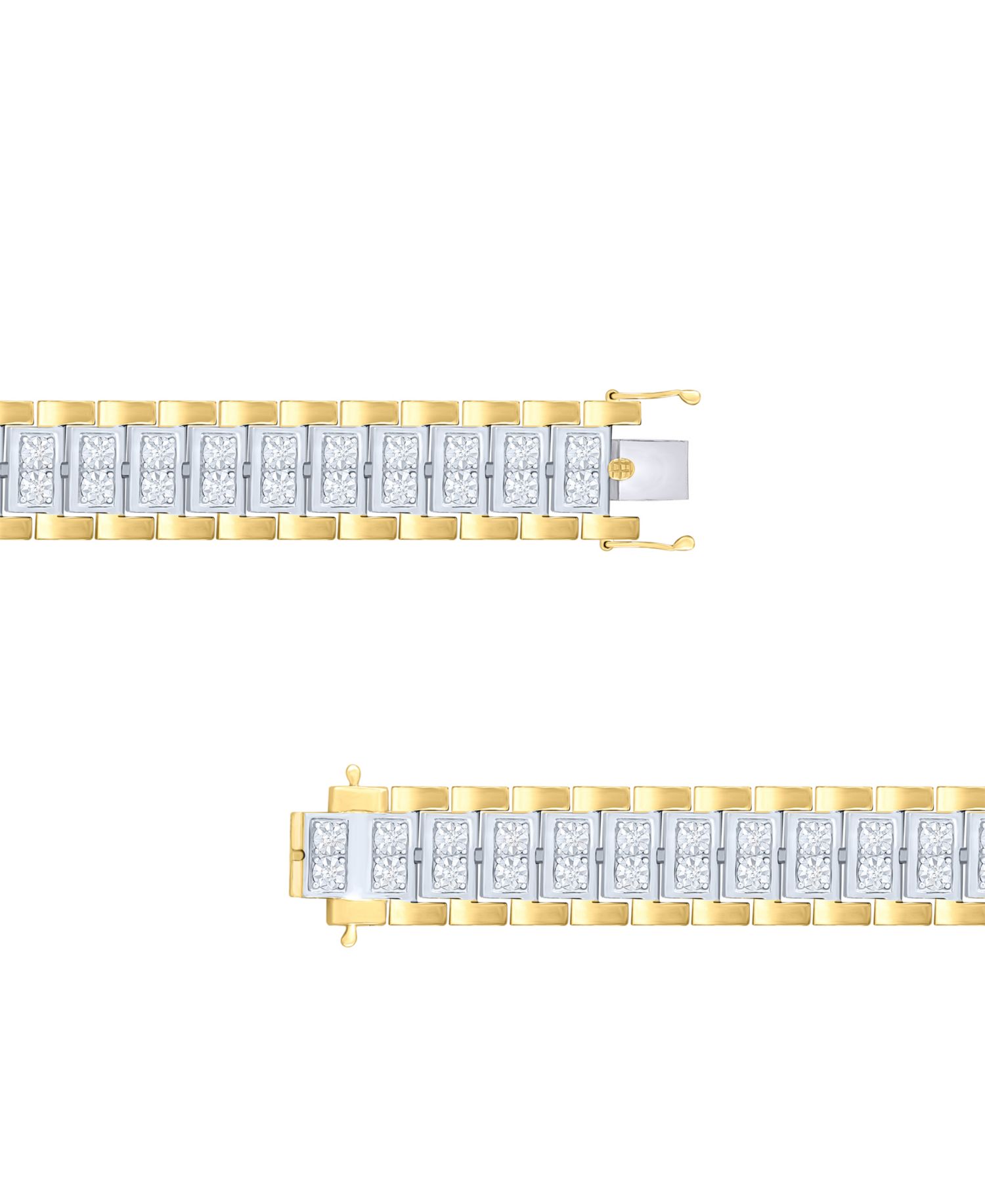Men's Diamond Link Bracelet (1 ct. t.w.) in Sterling Silver & 14k Gold-Plate or Sterling Silver