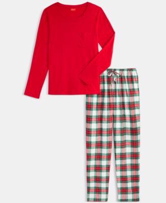 Women's Merry Plaid Crew Neck Matching Family Pajamas Set, Created for Macy's