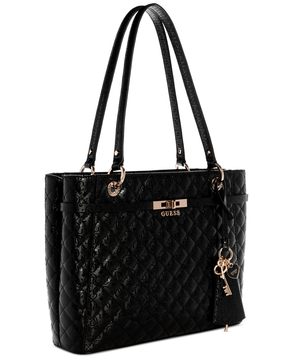 Guess Idra Noel Large Quilted Tote Bag In Black