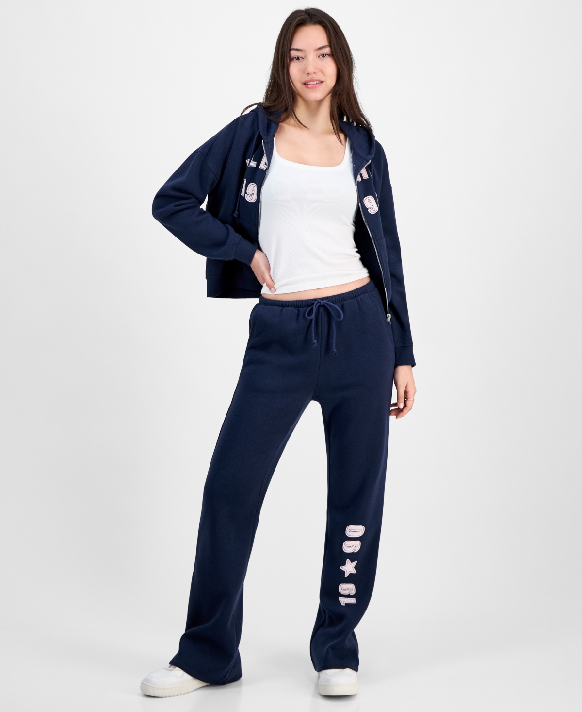 Planet Heart Juniors' Novelty Flare Fleece Sweatpants In Blue