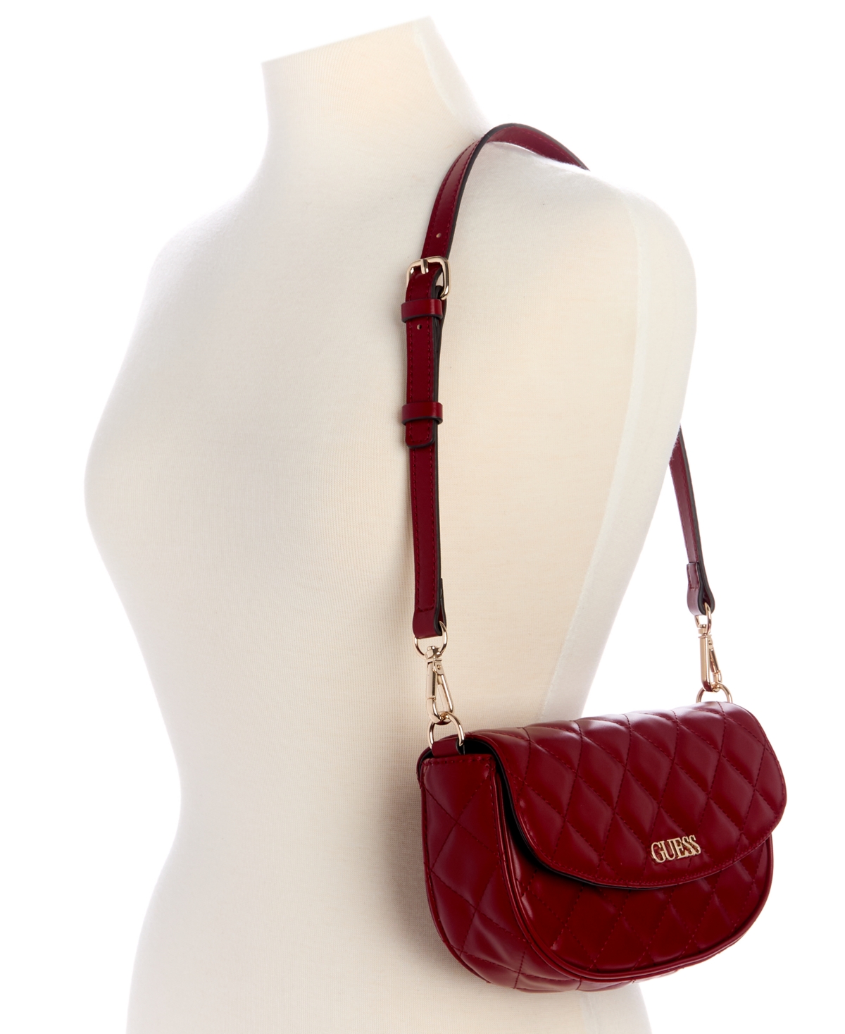 Guess Tinsley Small Quilted Flap Shoulder Bag In Red