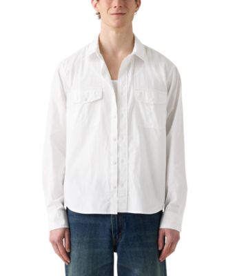 Men's Morro Relaxed Fit Cropped Long Sleeve Striped Button-Front Shirt