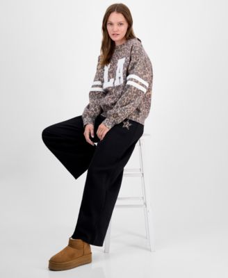 Juniors' Fleece Wide-Leg Sweatpants