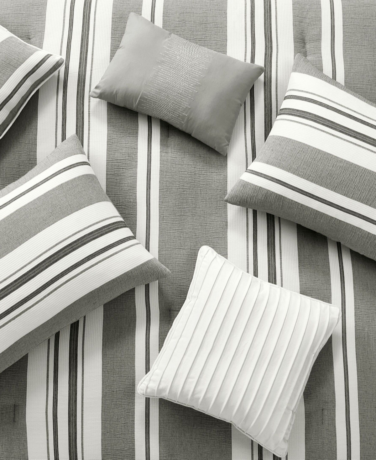 Stratford Park Cornille Stripes 7-pc. Comforter Set, Queen In Gray