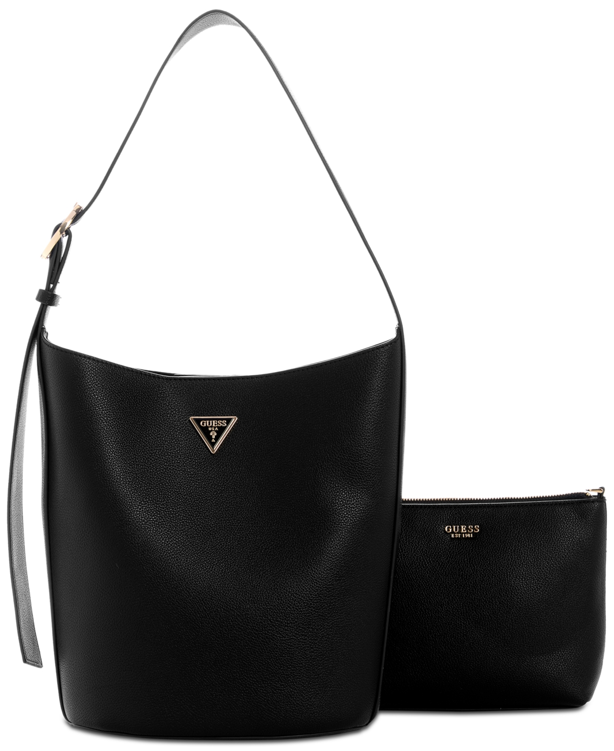 Guess Meridian Ii Medium Bucket Bag In Black