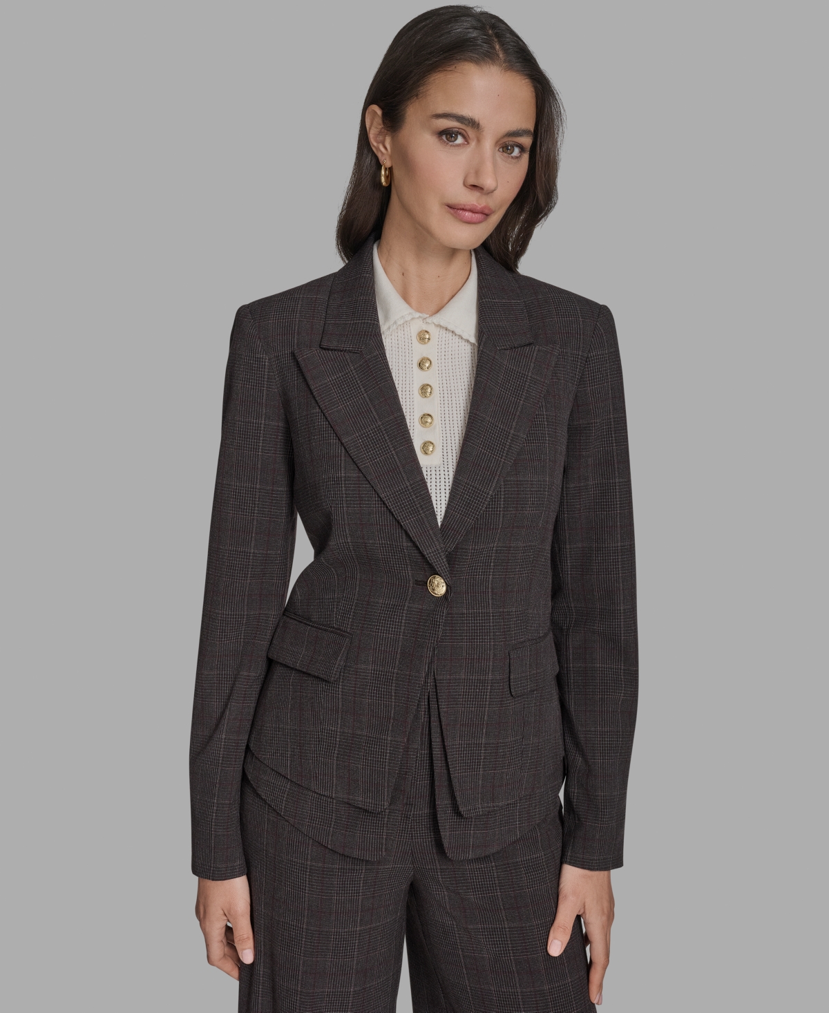 Bcbg Women's Plaid Double-hem Blazer In Multi