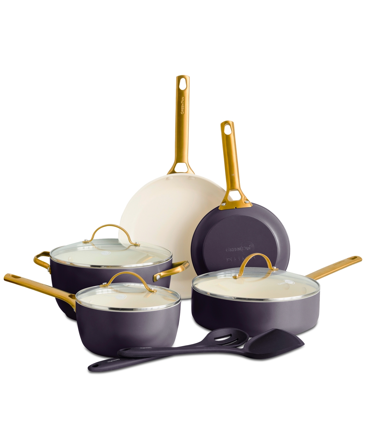 Greenpan Padova Healthy Ceramic Nonstick Cookware Set, 10 Piece In Purple