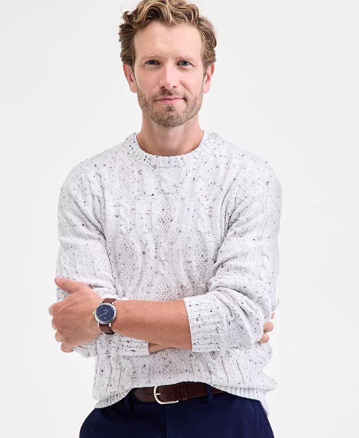 Men's Donegal Cable-Knit Crewneck Sweater