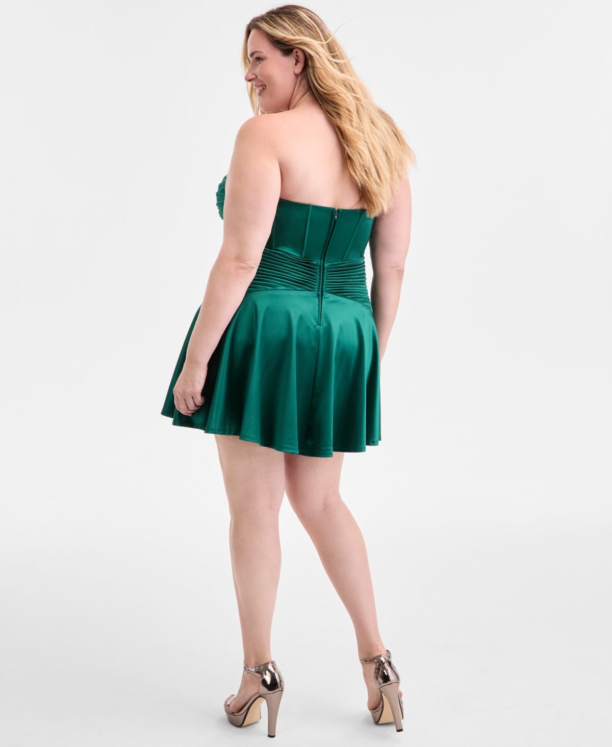 Alex & Sophia Trendy Plus Size Strapless Sweetheart-neck Fit & Flare Dress In Green