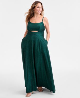 City Studios - Trendy Plus Size Glitter Sleeveless Gown