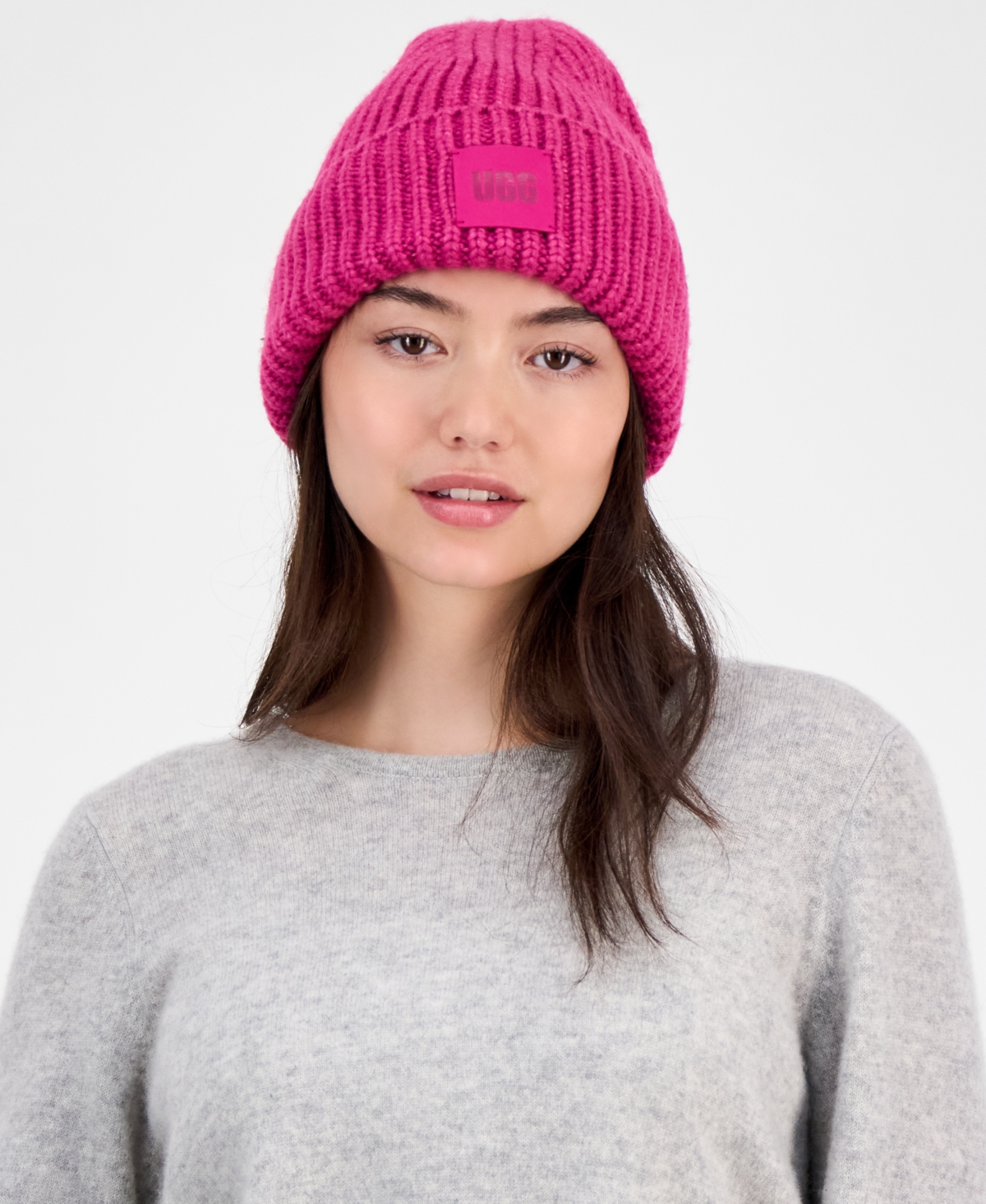 Ugg Women's Chunky Rib-Knit Logo-Patch Beanie