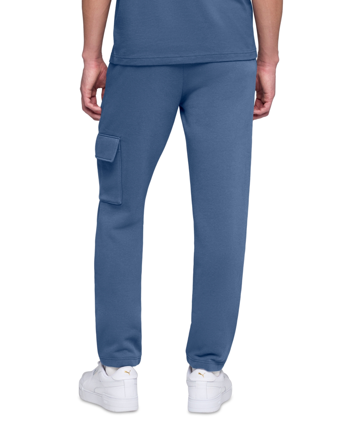 Puma Men's Ess Regular-fit Logo Embossed Fleece Cargo Pants In Blue
