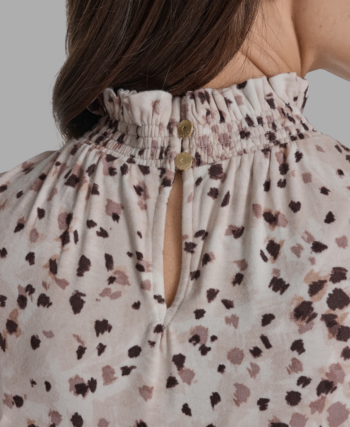 Bcbg Women's Printed Mock Neck Knit Flutter-sleeve Top In Neutral