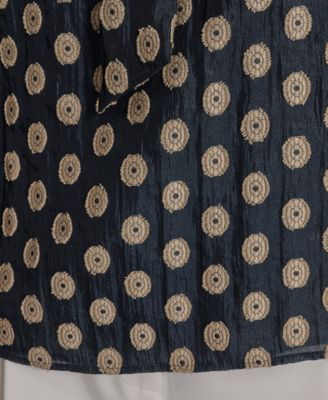 Women's Printed Tie-Neck Sleeveless Blouse