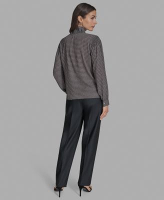 Women's Printed Ruffled V-Neck Blouse