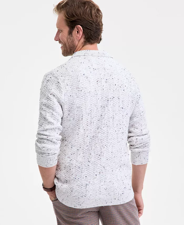 Men's Donegal Cable-Knit Polo Sweater - thumbnail 7