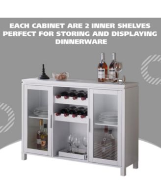 Neiman Buffet Sideboard Wood Wine Rack Cabinet Table with 2 Wine Shelf to Hold 8 Bottles