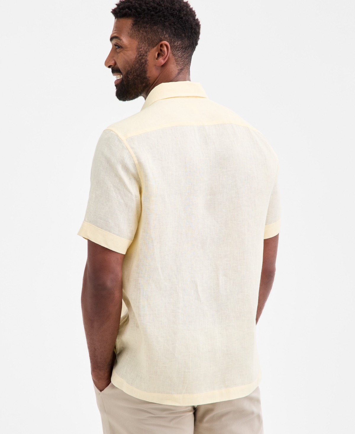 Club Room Men's 100% Linen Shirt, Created For Macy's In Yellow