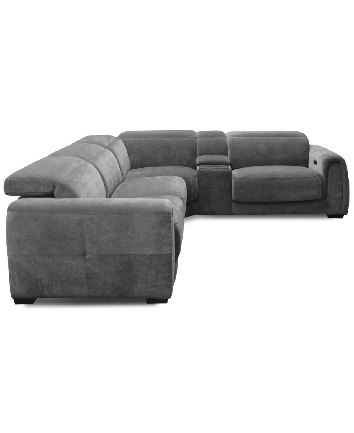 Macy's Brownell 5-pc. L-shape Sectional With 2 Power Motion Chairs & 1 Console, Exclusively At  In Gray