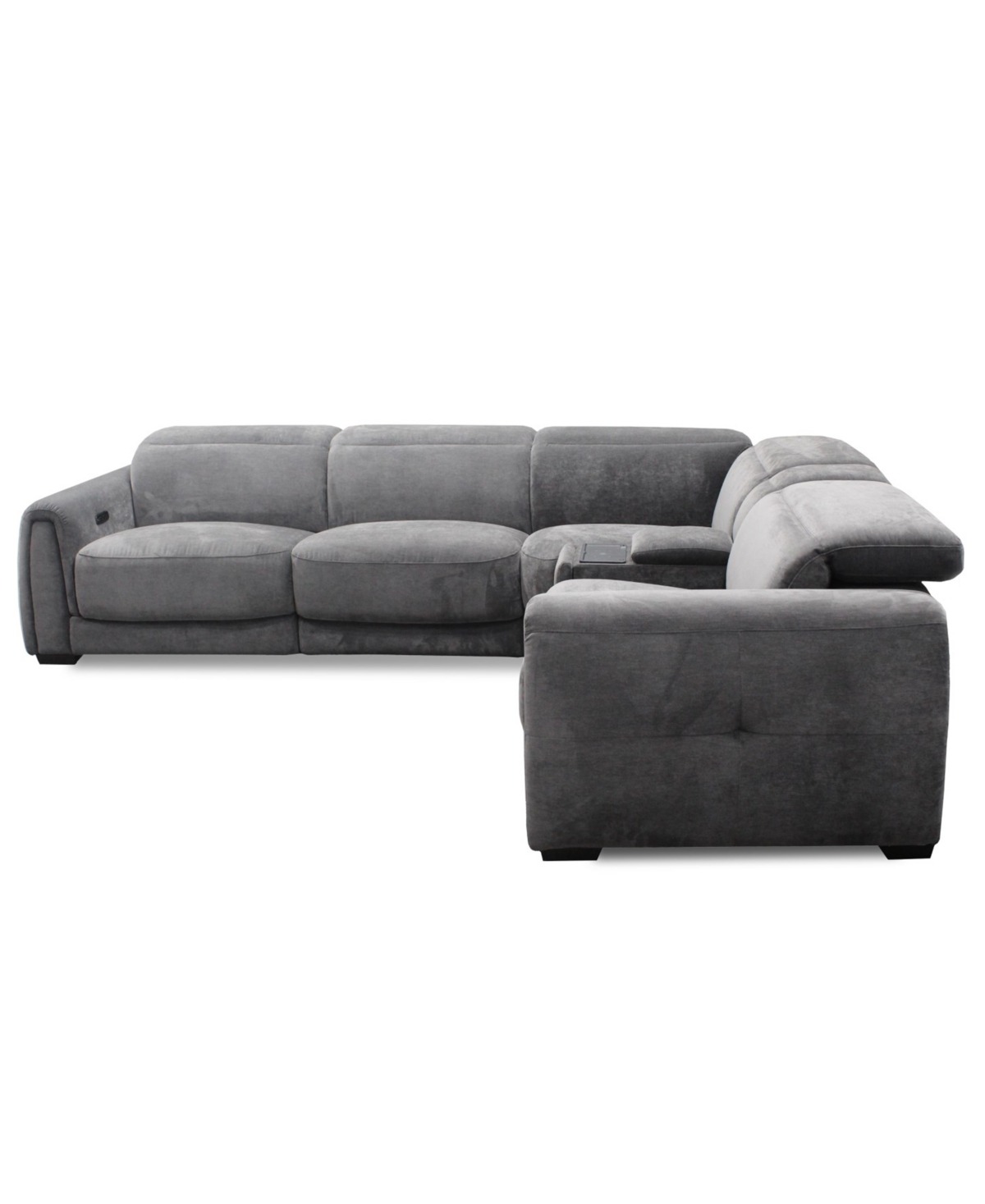Macy's Brownell 5-pc. L-shape Sectional With 3 Power Motion Chairs & 1 Console, Exclusively At  In Gray
