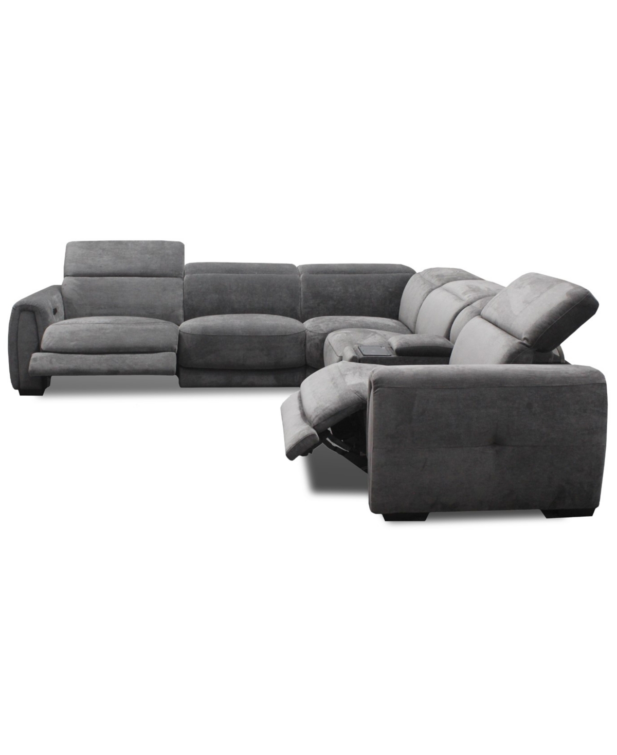 Macy's Brownell 6-pc. L-shape Sectional With 3 Power Motion Chairs & 1 Console, Exclusively At  In Gray